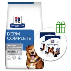 Hill's Prescription Diet Canine Derm Complete 12 kg + 2x recompense GRATUIT