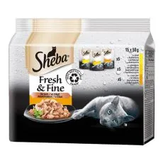 Pliculețe Sheba Fresh & Fine pentru pisici, selecție de pasăre 15 x 50 g