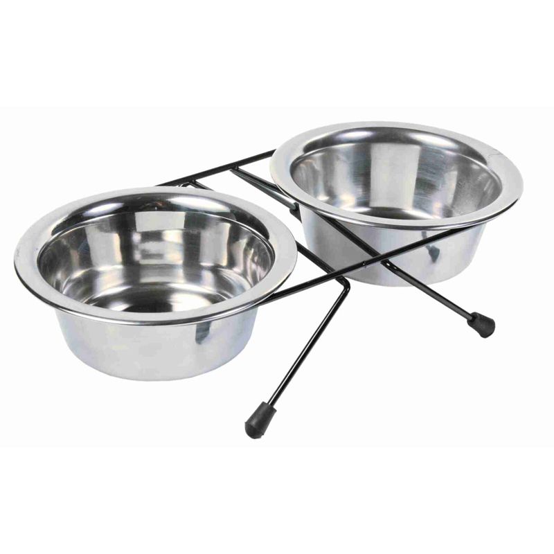 Trixie Boluri din oțel inoxidabil cu suport pentru câini 2 x 0,2 l / ø 11 cm
