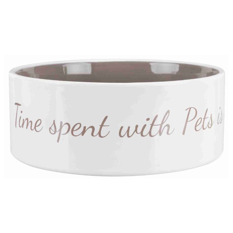 Castron ceramic Trixie pentru câini Pet´s home 1,4 l / 20 cm, crem-maroniu