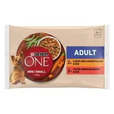 PURINA ONE MINI Dog Adult Pui și carne de vită &icirc;n suc 4 x 85 g