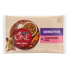 PURINA ONE MINI MINI Dog Sensitive Somon &icirc;n suc 4 x 85 g