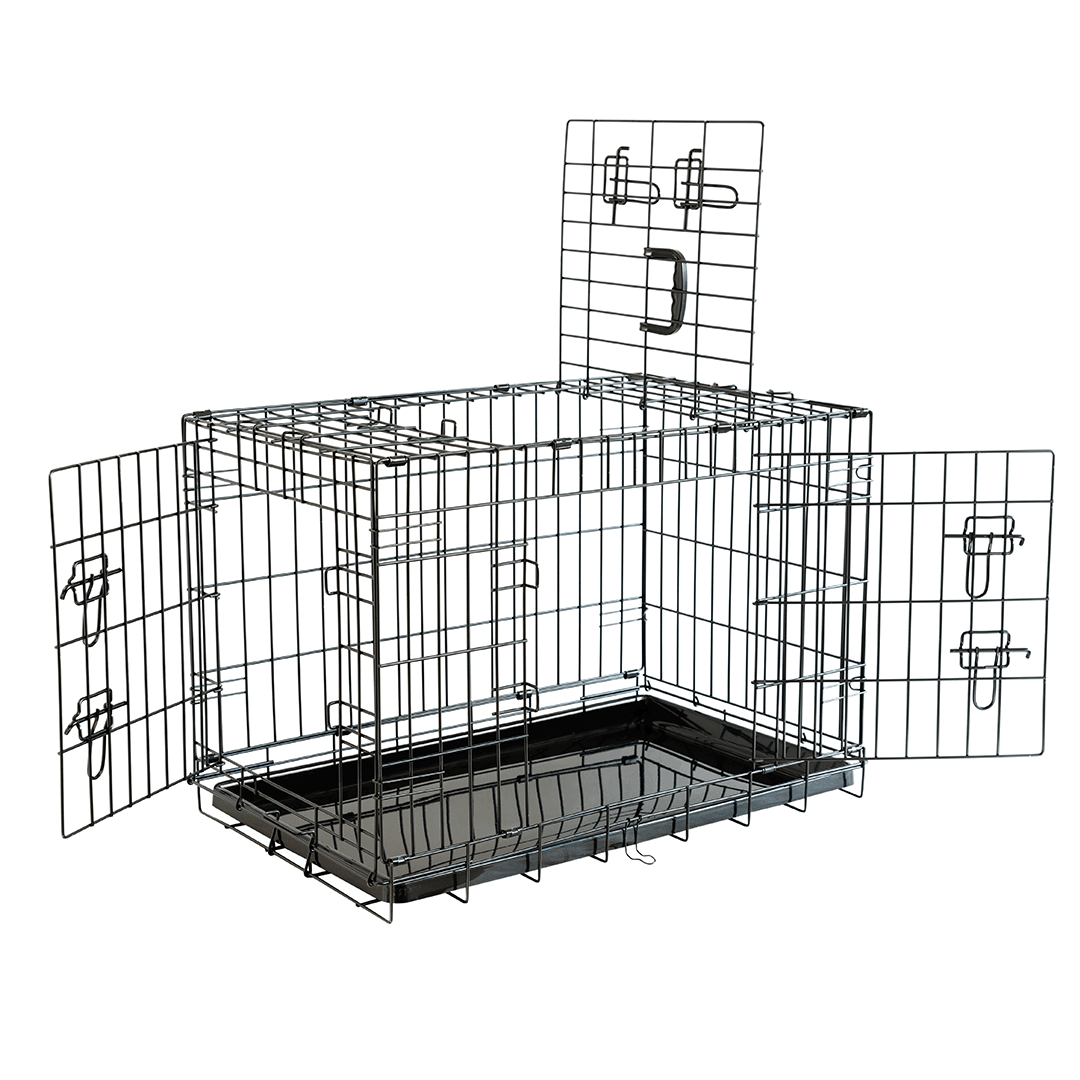 Cușcă de câini ABC-ZOO 76 x 48 x 57 cm, neagră, 3 uși